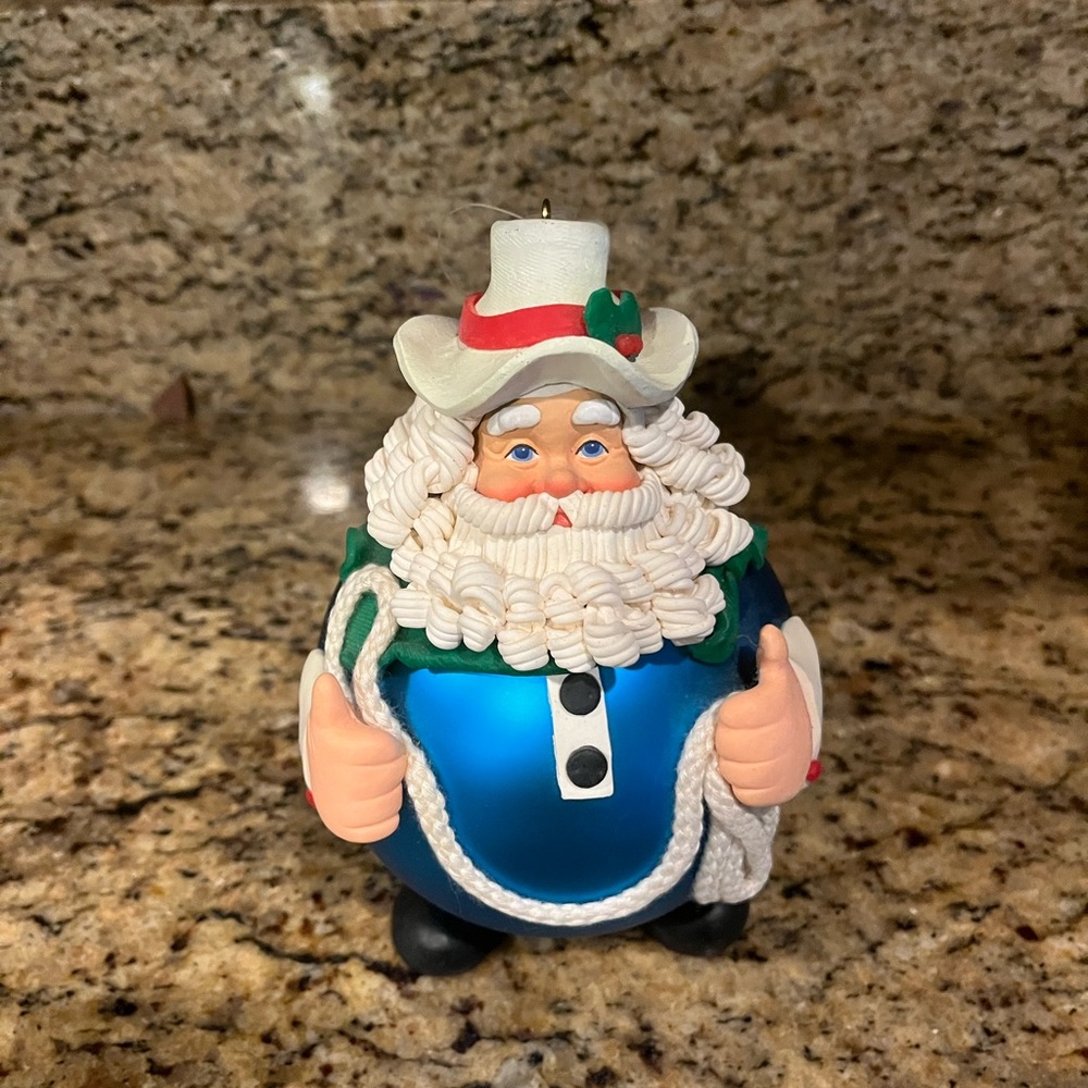 Festive Blue Santa Ornament - Picture 2 of 3
